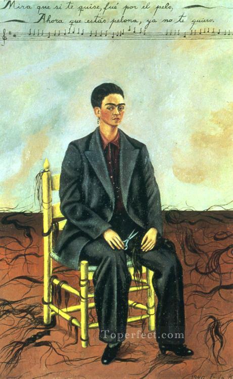 Self Portrait with Cropped Hair feminism Frida Kahlo Oil Paintings
